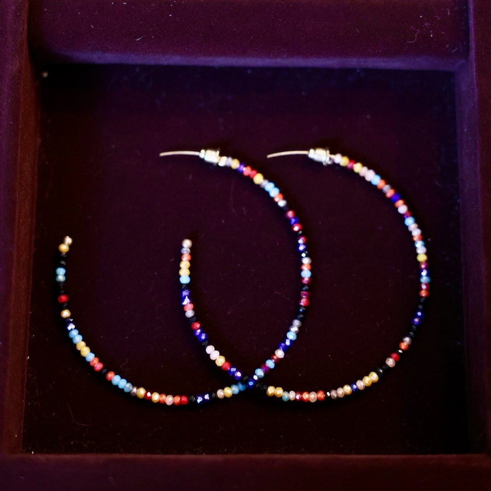 Colorful Beaded Hoop Earrings